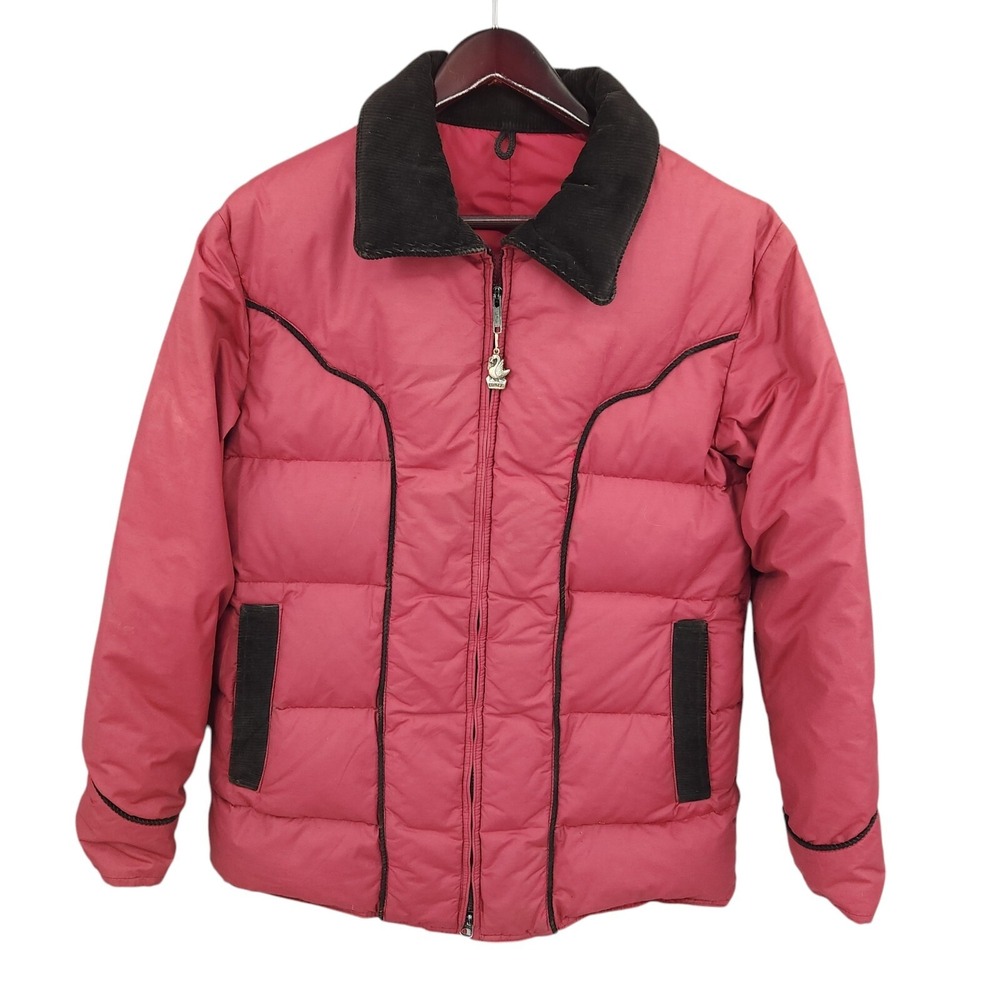 Vtg Comfy Down Puffer Coat Mens Medium Red Quilted‎ USA Winter Jacket